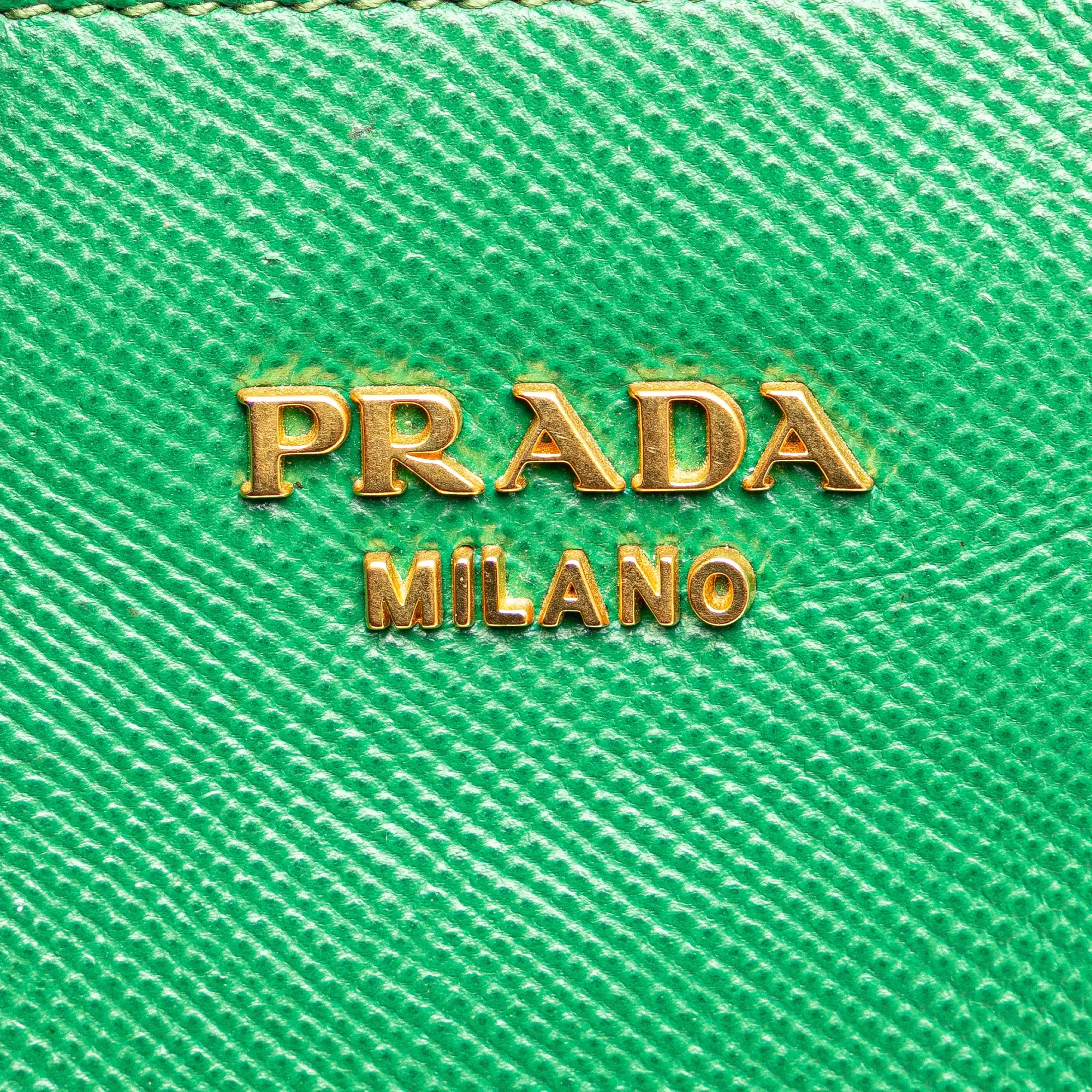 Green Prada Saffiano Cuir Dome Bag Satchel