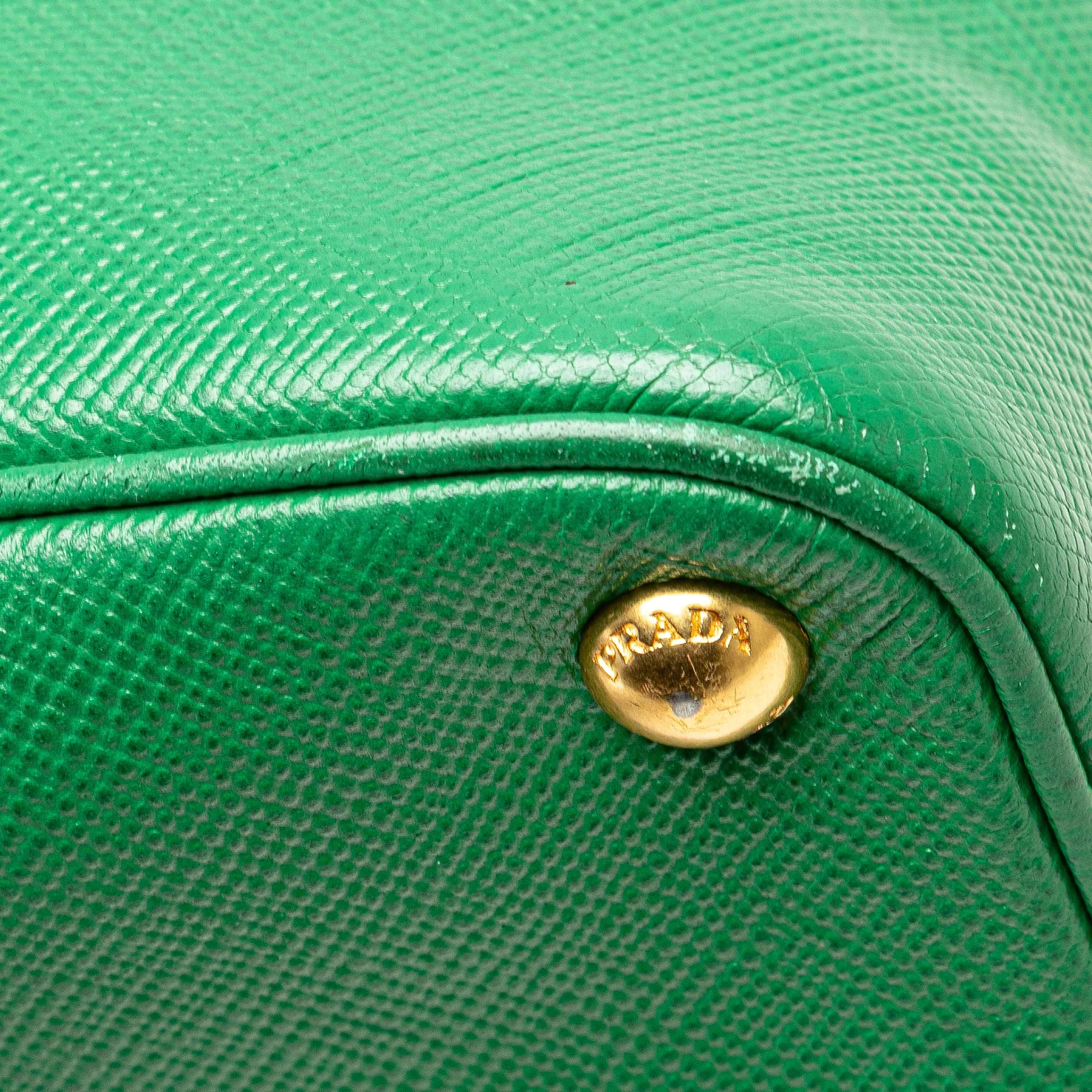 Green Prada Saffiano Cuir Dome Bag Satchel