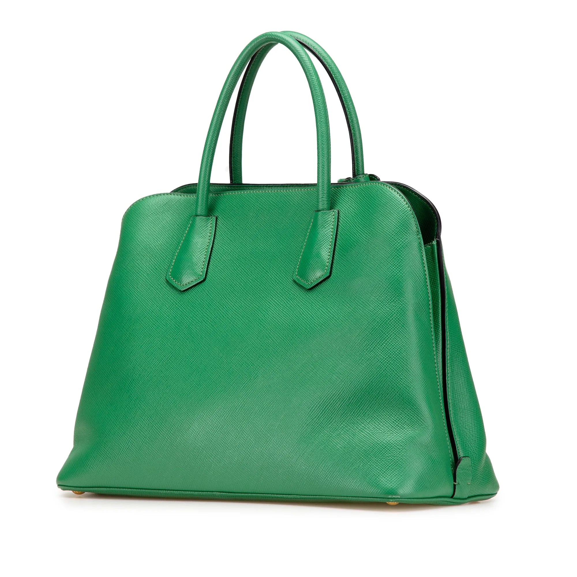 Green Prada Saffiano Cuir Dome Bag Satchel