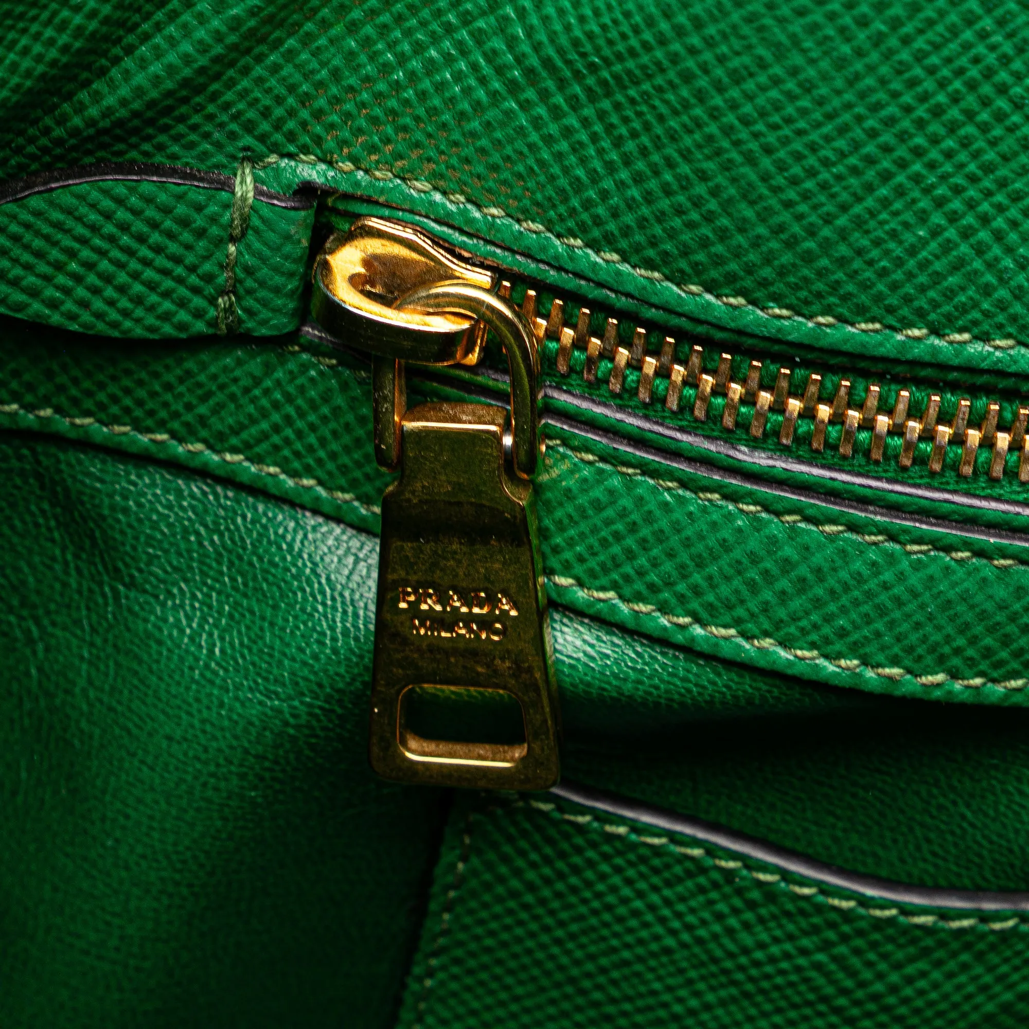 Green Prada Saffiano Cuir Dome Bag Satchel