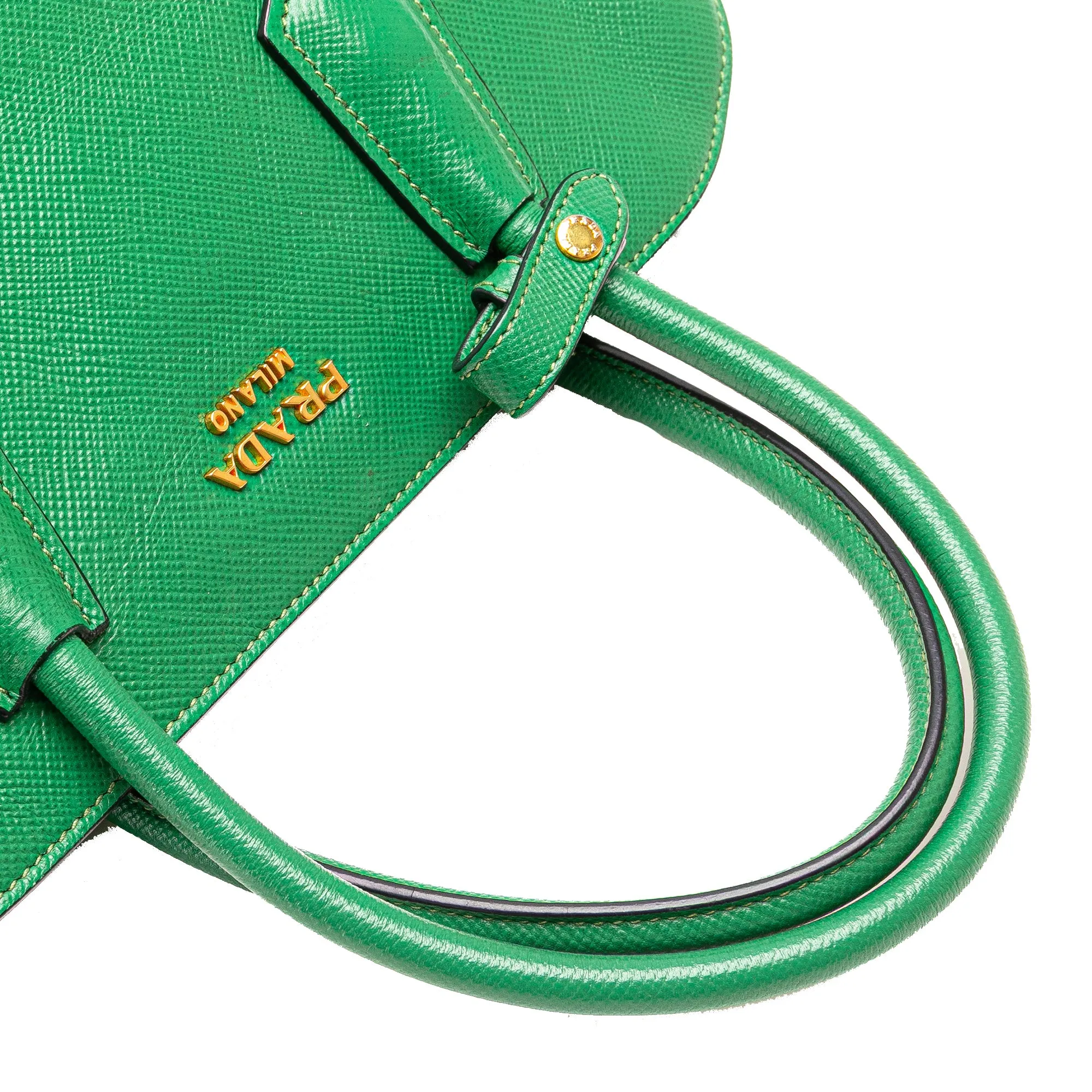 Green Prada Saffiano Cuir Dome Bag Satchel
