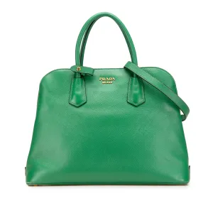Green Prada Saffiano Cuir Dome Bag Satchel