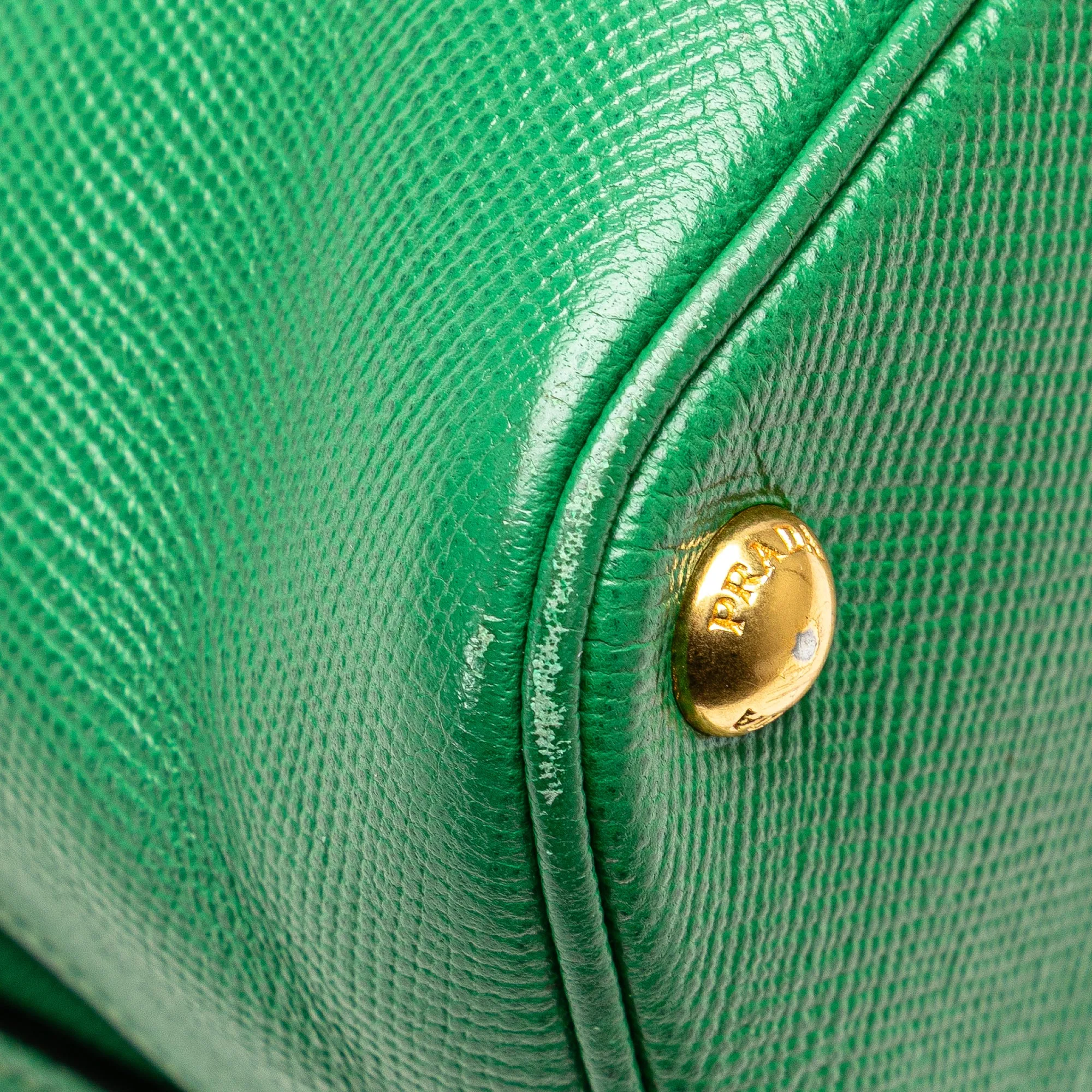 Green Prada Saffiano Cuir Dome Bag Satchel