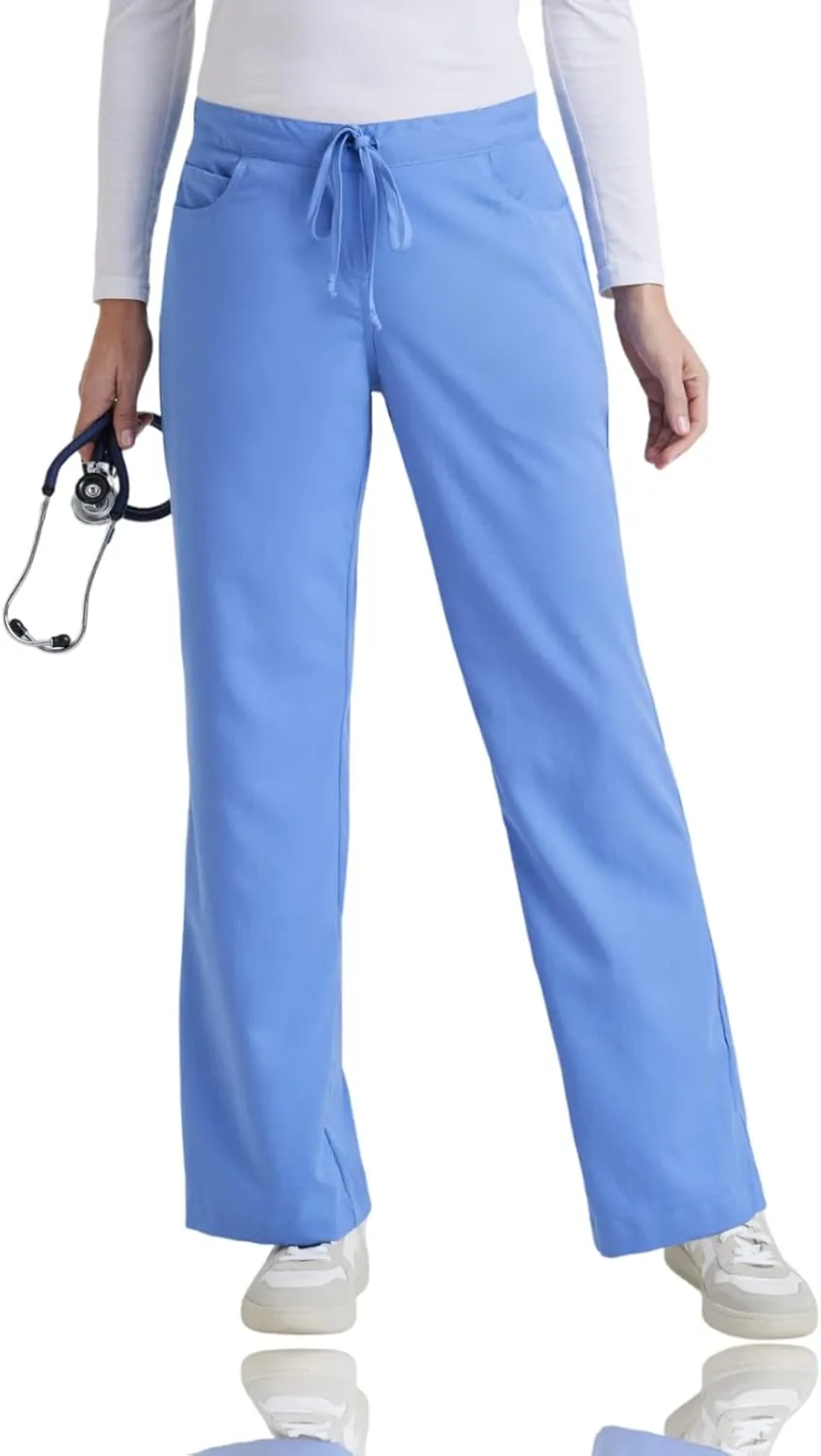Grey's Anatomy Women's Junior Fit 5 Pocket Drawstring Scrub Pant, Ceil Blue, X-Large