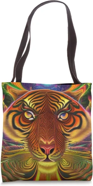 Growling Tiger Style Unique AI Generated Art Tote Bag