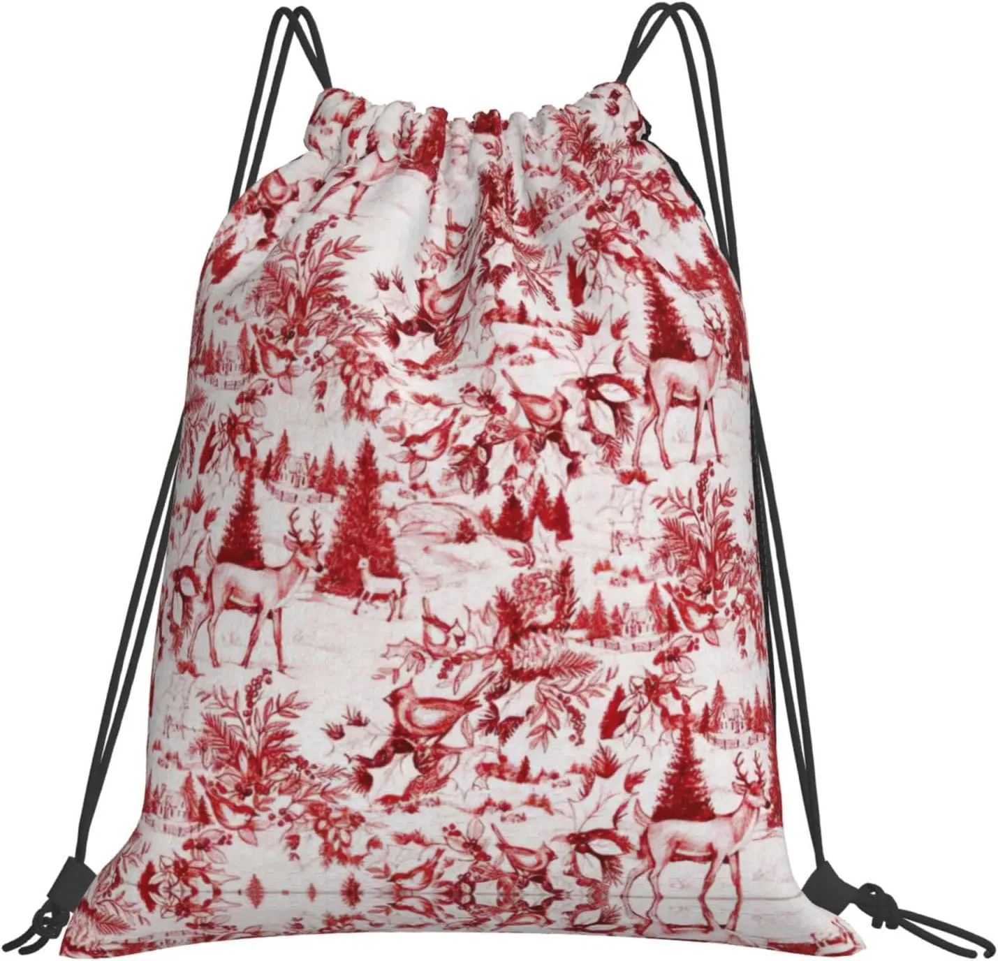 Gym Animal Wilderness Bear Deer Print Drawstring Bag - Lightweight Nylon Sport Sackpack for Travel, Yoga, Dance, Hiking, Basketball, and More