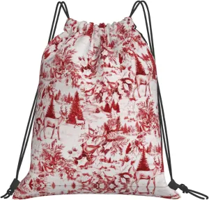 Gym Animal Wilderness Bear Deer Print Drawstring Bag - Lightweight Nylon Sport Sackpack for Travel, Yoga, Dance, Hiking, Basketball, and More