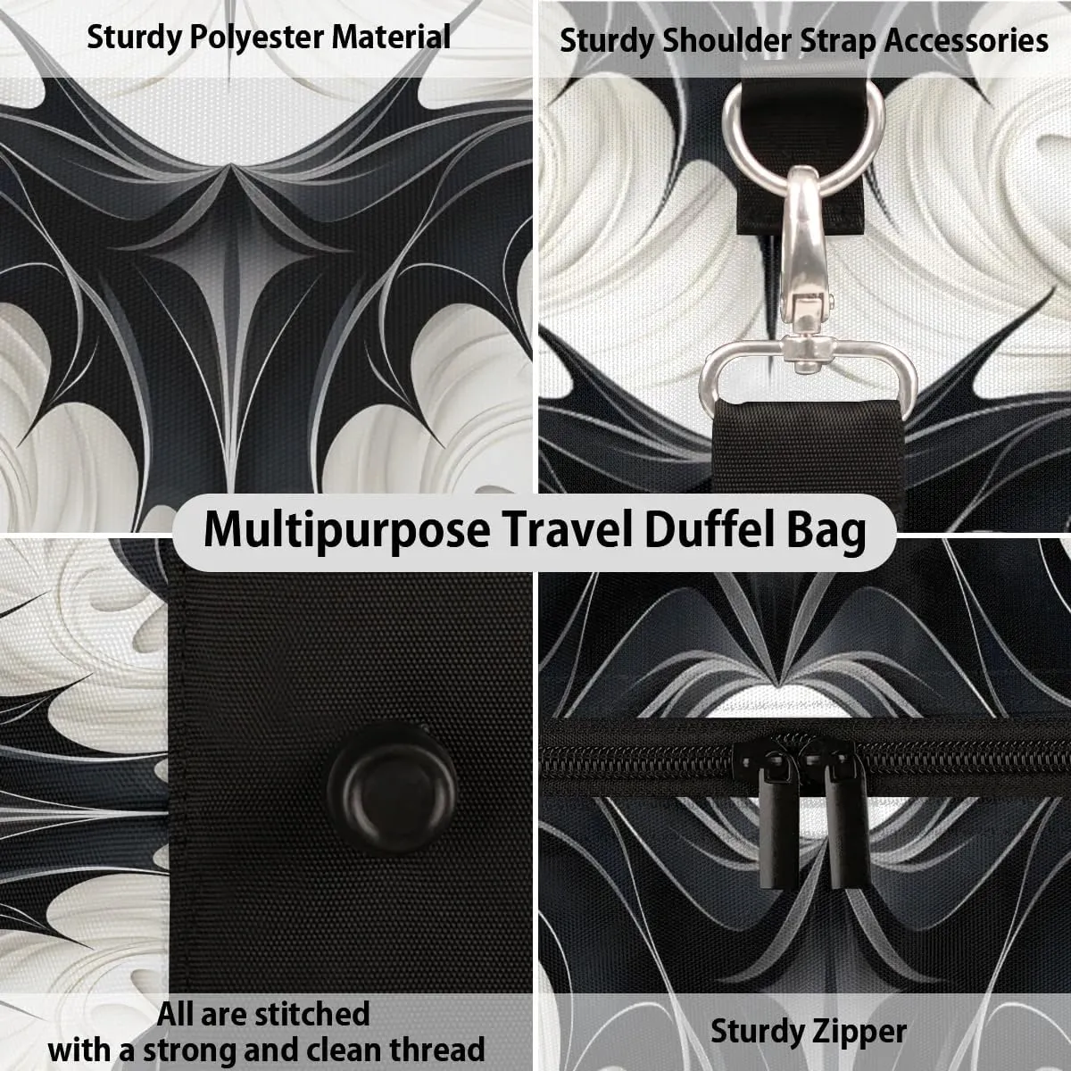 Halloween Bat Travel Duffel Bag for Women Men Waterproof Foldable Overnight Weekender Bag Large Capacity Sports Gym Bag