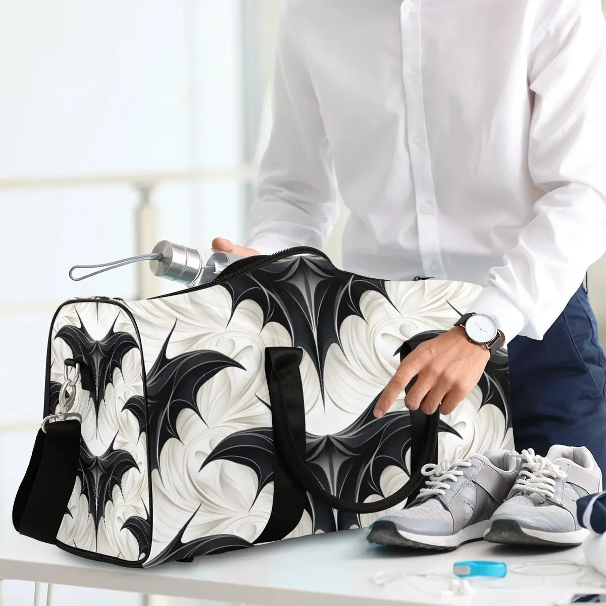 Halloween Bat Travel Duffel Bag for Women Men Waterproof Foldable Overnight Weekender Bag Large Capacity Sports Gym Bag