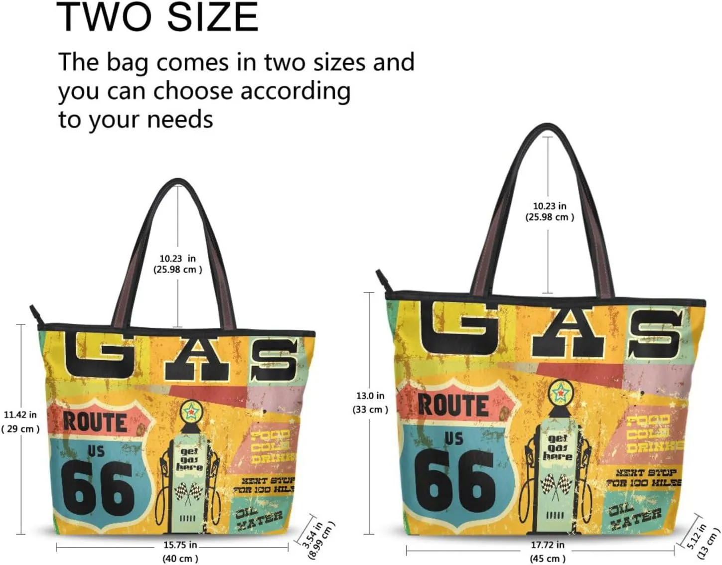 Handbag for Women Route 66 Retro Shoulder Bag Gym Tote Travel Shopping Satchel