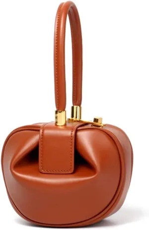Handbags For Ladies Fashion Retro Genuine Leather Handmade Dumplings Satchel Women Small Shopping Dating Bag… (Brown)