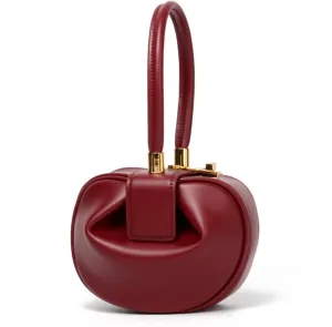 Handbags For Ladies Fashion Retro Genuine Leather Handmade Dumplings Satchel Women Small Shopping Dating Bag… (Red)