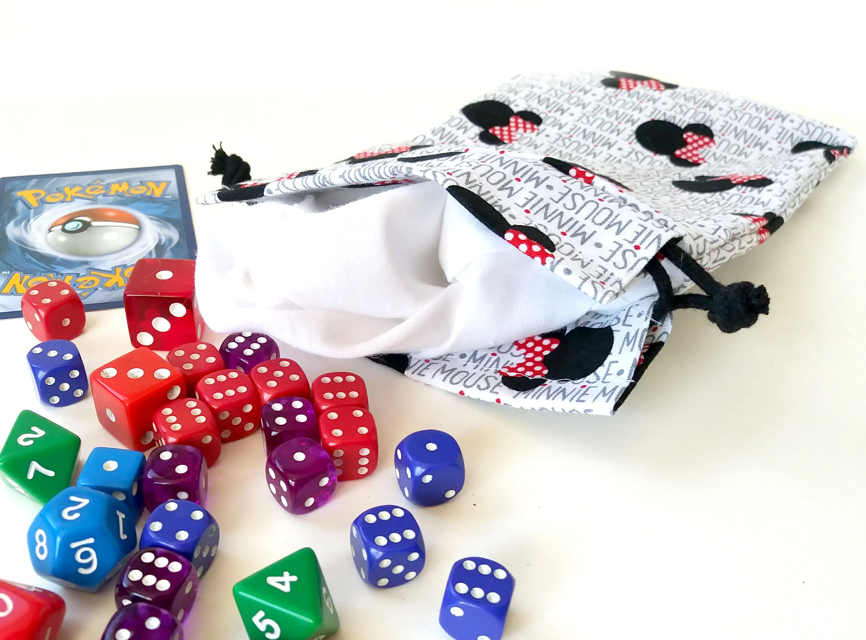 Handmade Drawstring bag - Minnie White Print