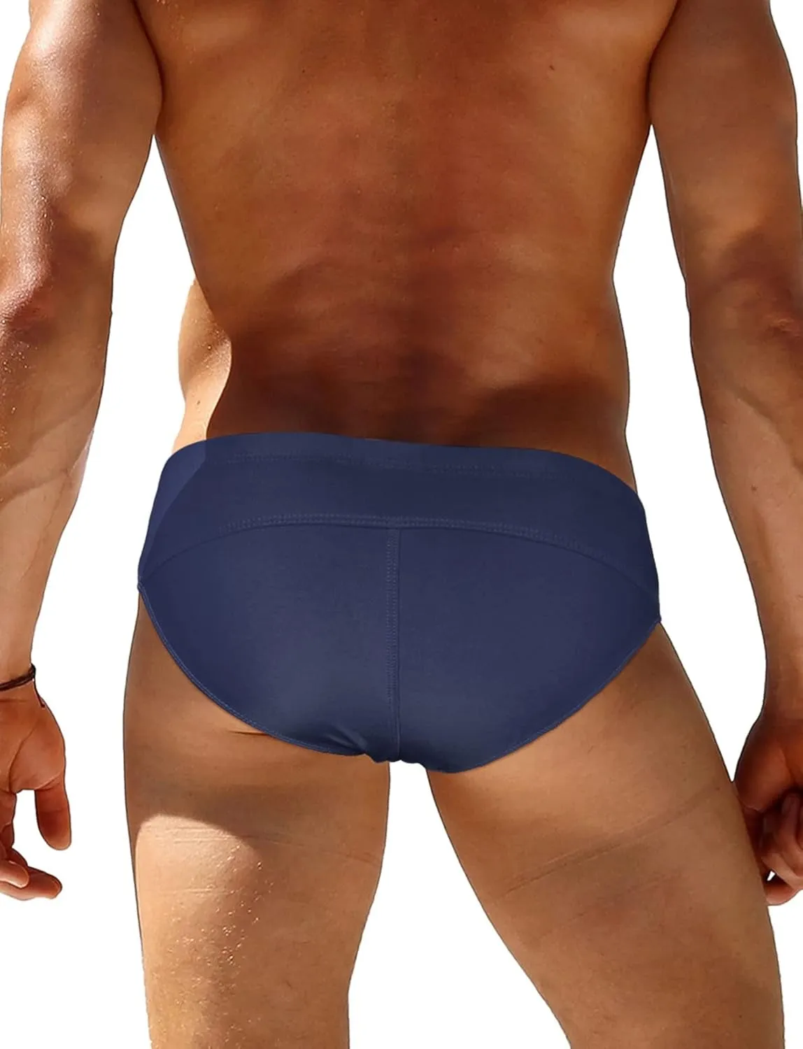 Happy Cherry Mens Sexy Swim Bikini Briefs Shiny Metallic Thong G-String with Hip Coverage
