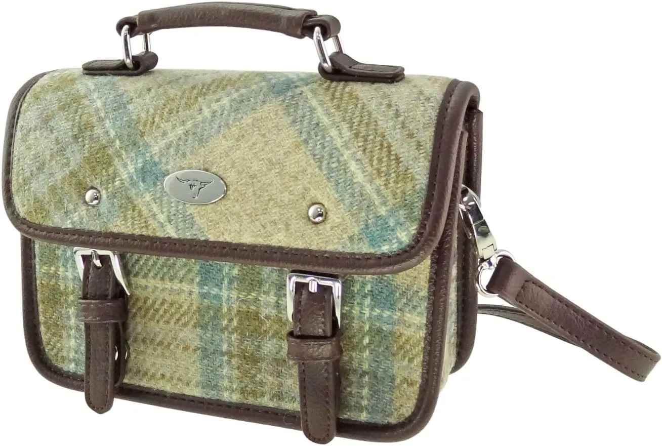 Harris Tweed Bervie Mini Satchel Bag With Adjustable & Removable Shoulder Strap