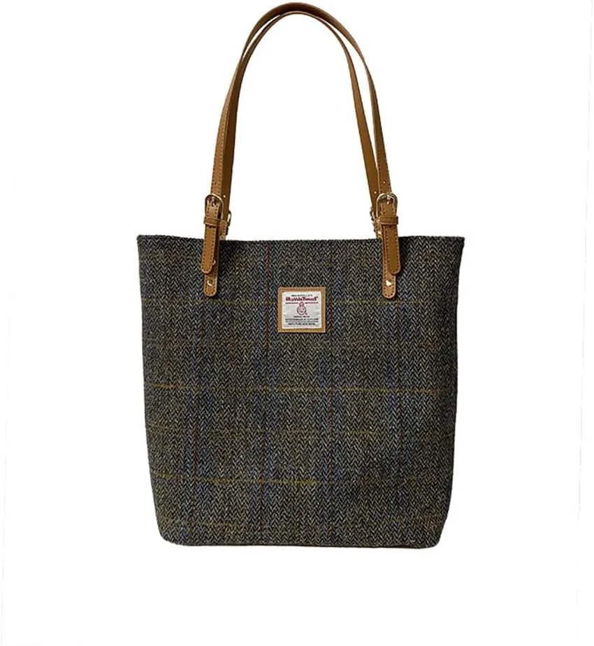 Harris Tweed Tote bag Retro Plaid Large Capacity Handbag Versatile Shoulder Bag