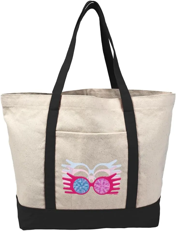Harry Potter Luna Lovegood Specterspecs Tote Bag External Pocket, Reusable Shoulder Bag Shopping, Beach, Royal Collection