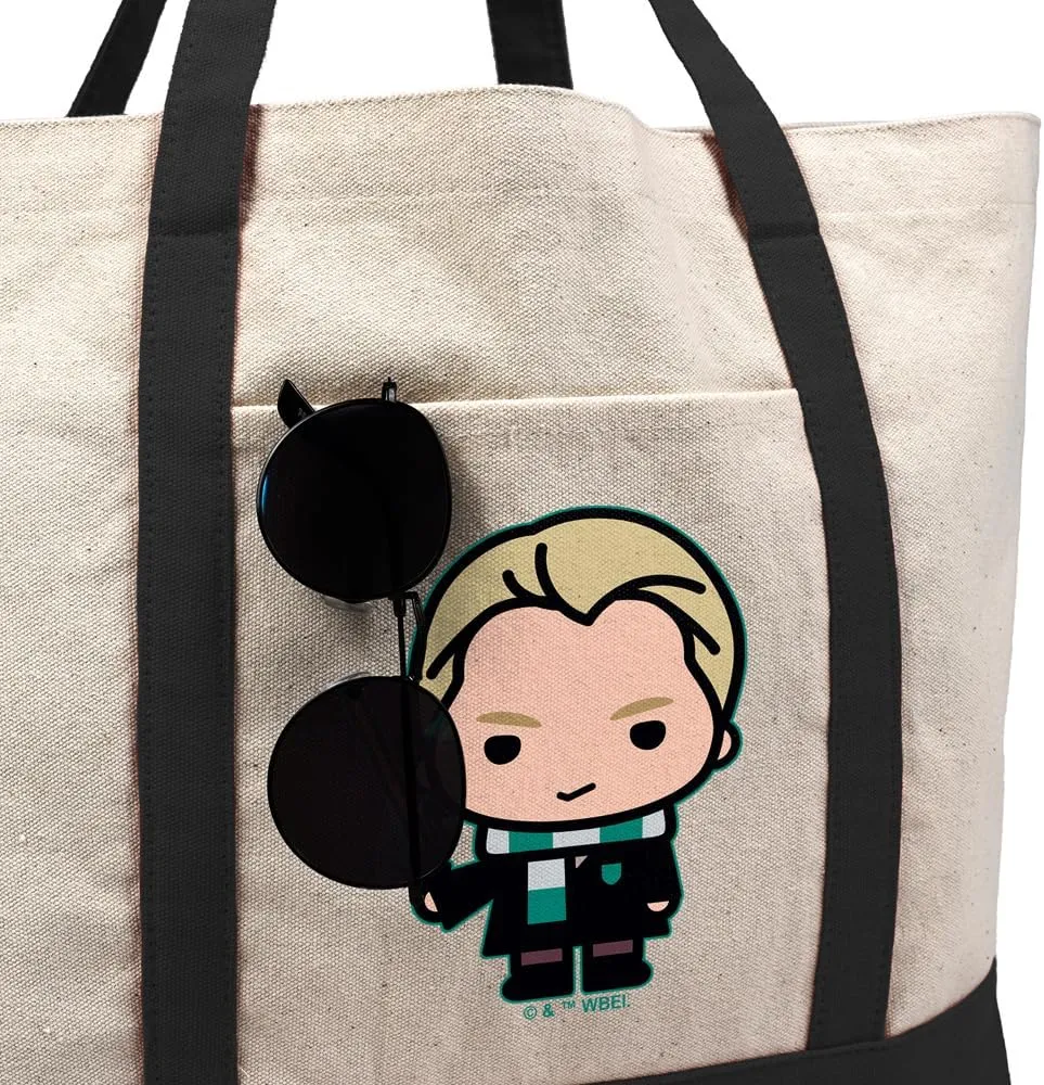 HarryPotter Cute Chibi Character Tote Bag With External Pocket, Reusable Shoulder Bag for Shopping, Beach, Royal Collection