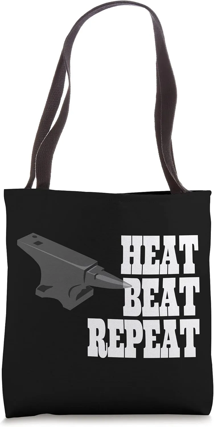 HEAT BEAT REPEAT ANVIL BLACKSMITH FUNNY DESIGN Tote Bag