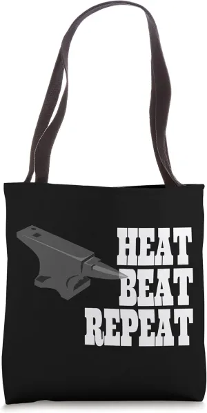 HEAT BEAT REPEAT ANVIL BLACKSMITH FUNNY DESIGN Tote Bag