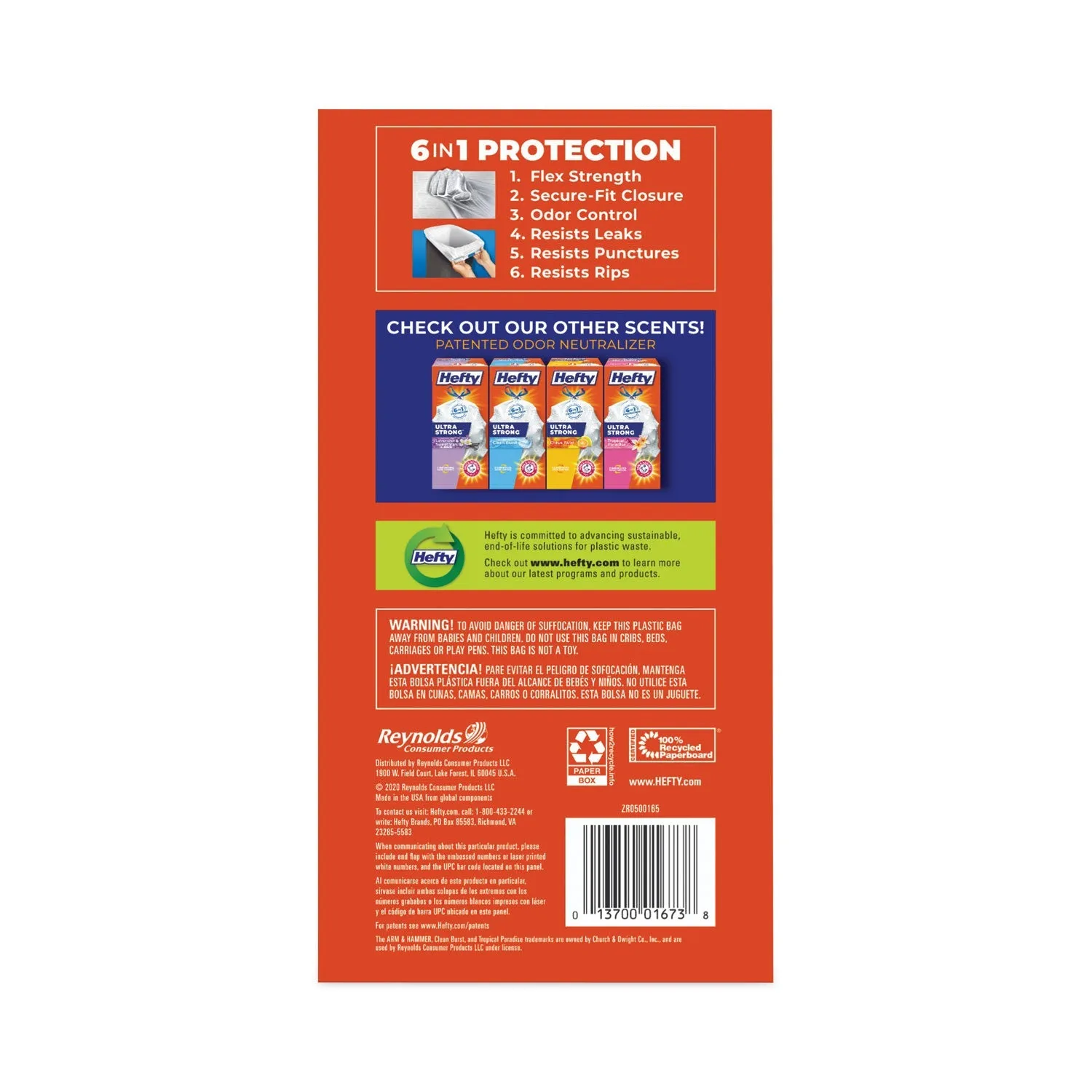 Hefty® Ultra Strong Tall Kitchen Trash Bags, Drawstring, 13 gal, 23.75" x 24.88", White, 110/Box