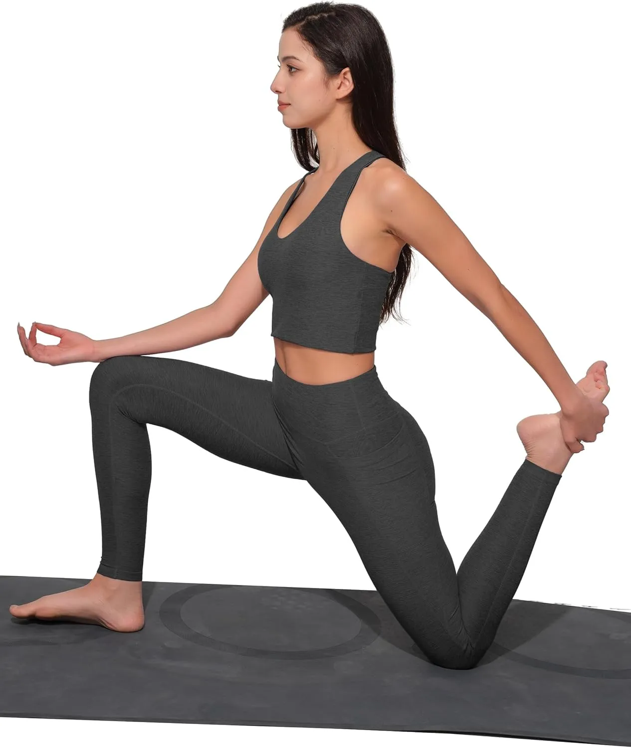 High Waist Yoga Pants with 2 Side Pockets,Ultra Soft Tummy Control Athletic Leggings for Women