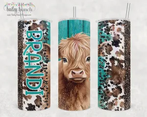 Highland Cow Name Shimmer Glitter Tumbler TUMBHCOWT0520