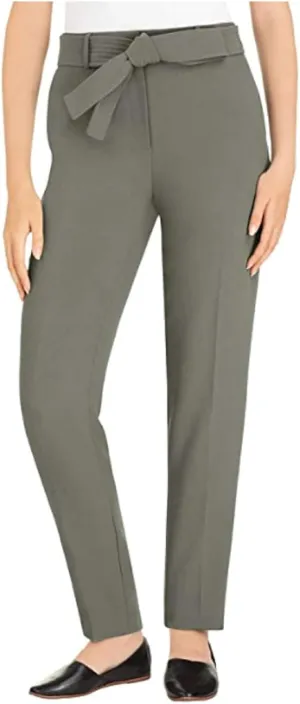 Hilary Radley Ladies Tie Front Pant (Green Tea, 8)
