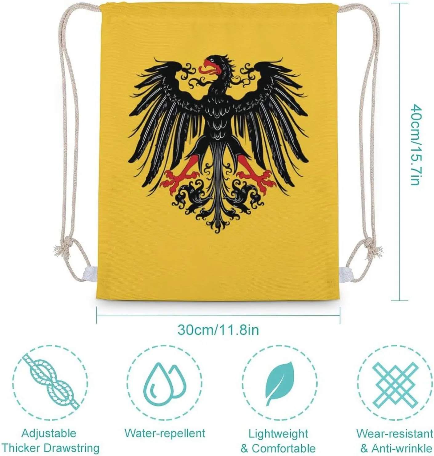 Historical Flag of Holy Roman Empire Fashion Drawstring Backpack Waterproof Travel Sports Gym Bag Unisex