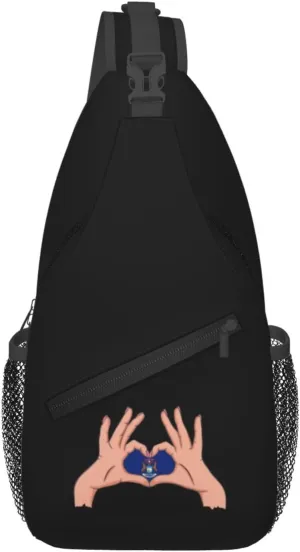 Holding A Heart Flag Of Michigan Crossbody Bags For Women Men Chest Backpack Gym Shoulder Bag Travel Outdoor Sports Casual Crossbody Bags