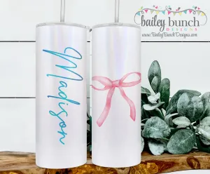 Holographic Pink Bow Name Shimmer Glitter Tumbler TUMBHOLOBOW0520