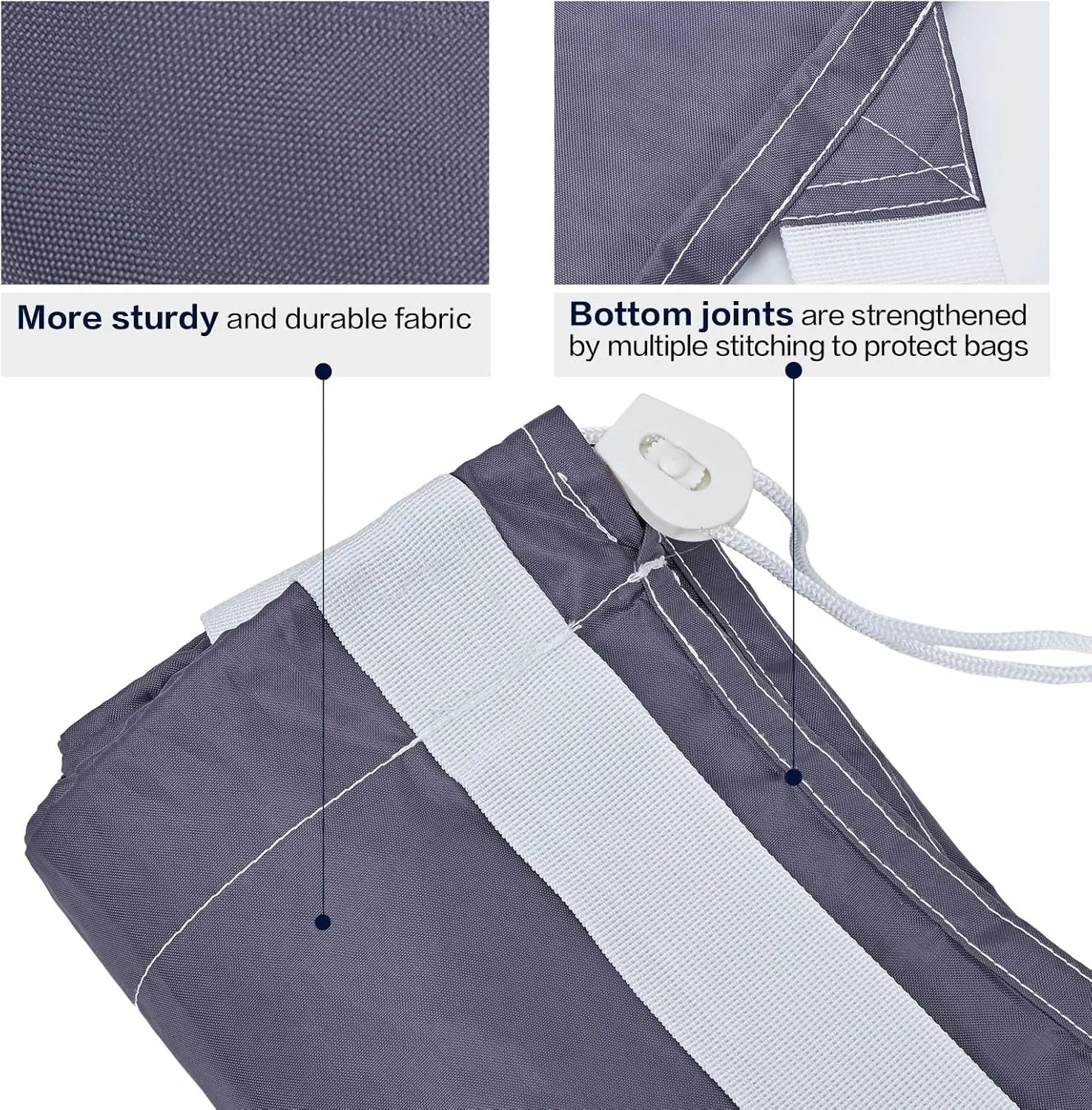 HOMEST 2 Pack XL Nylon Laundry Bag with Strap, Large Dirty Garments Organizer, Easy Fit a Hamper or Clothing Basket, Can Carry Up to 4 Loads of Clothes, Grey and Sky Blue