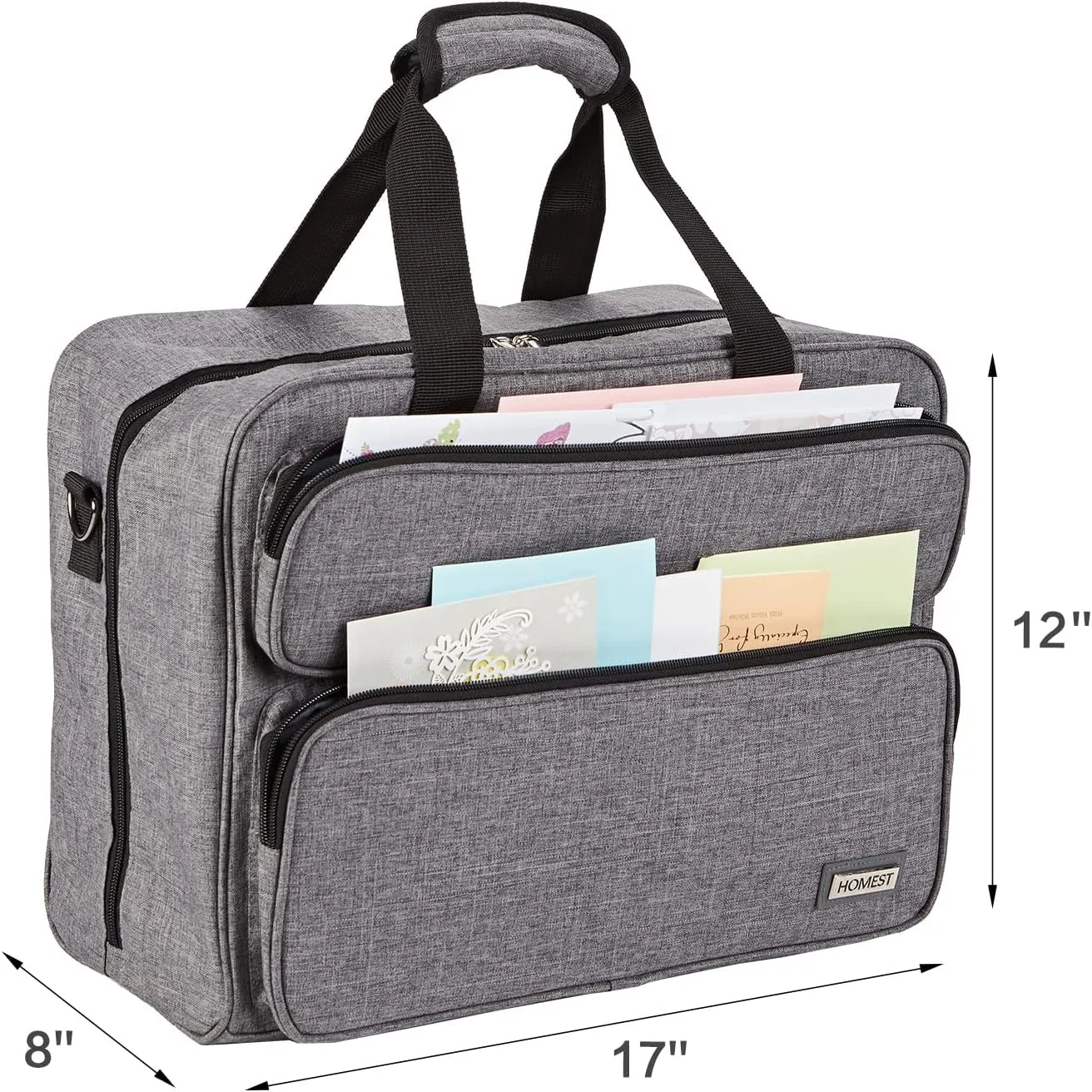 HOMEST Sewing Machine Carrying Case, Universal Tote Bag with Shoulder Strap Compatible with Most Standard Singer, Brother, Janome, Grey (Patent Design)