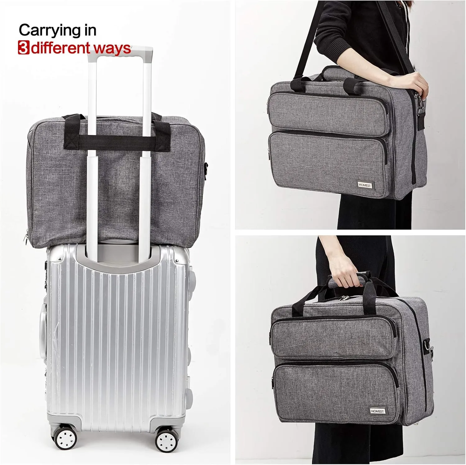 HOMEST Sewing Machine Carrying Case, Universal Tote Bag with Shoulder Strap Compatible with Most Standard Singer, Brother, Janome, Grey (Patent Design)