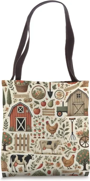Homestead Farm House Design Chickens Cows & Barns Tote Bag