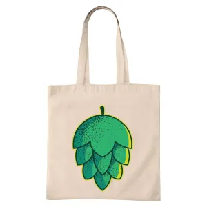 Hop Flower Illustration Gift for Nature Lovers Unique Design Natural White Multicolor Canvas Tote Bag