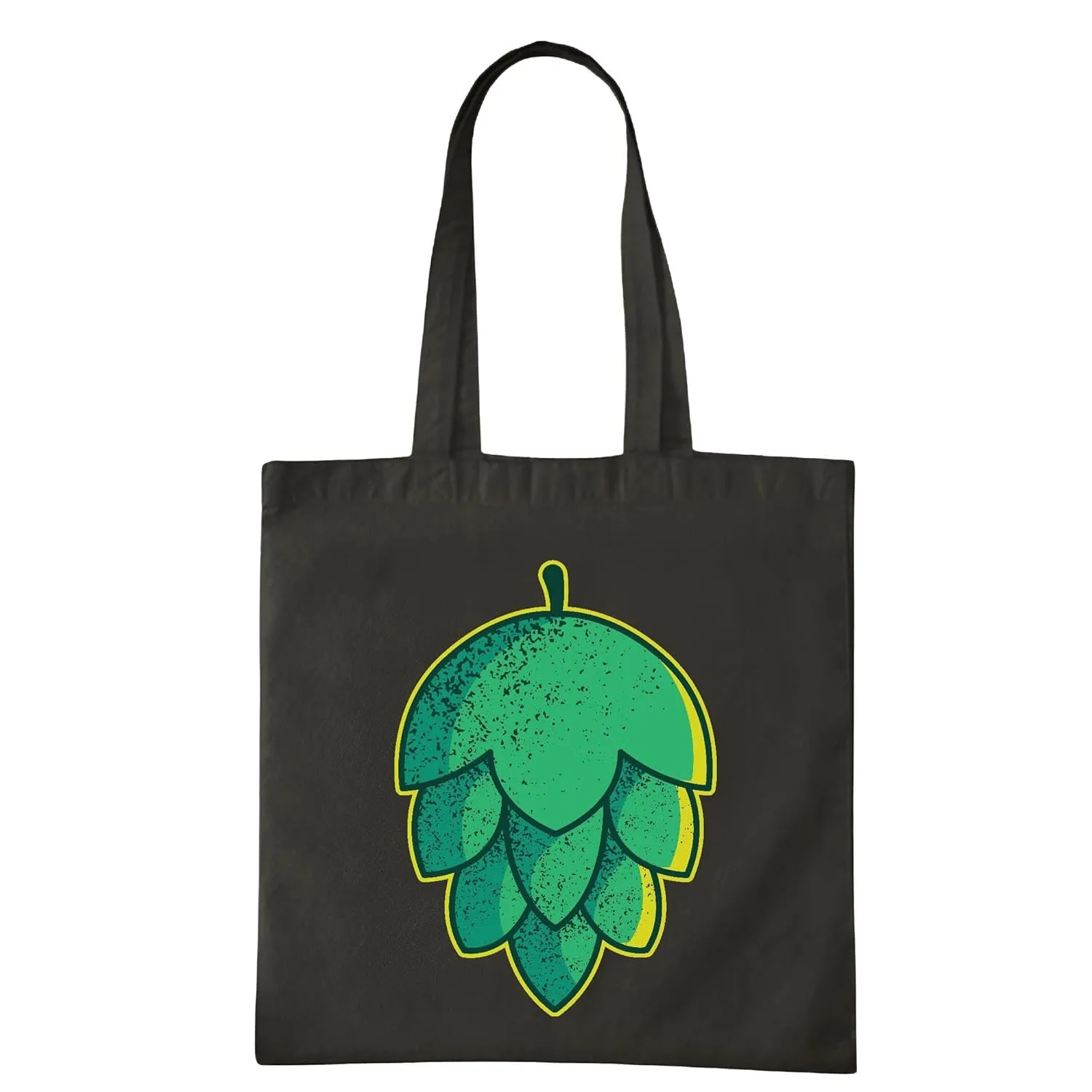 Hop Flower Illustration Gift for Nature Lovers Unique Design Navy Black Multicolor Canvas Tote Bag