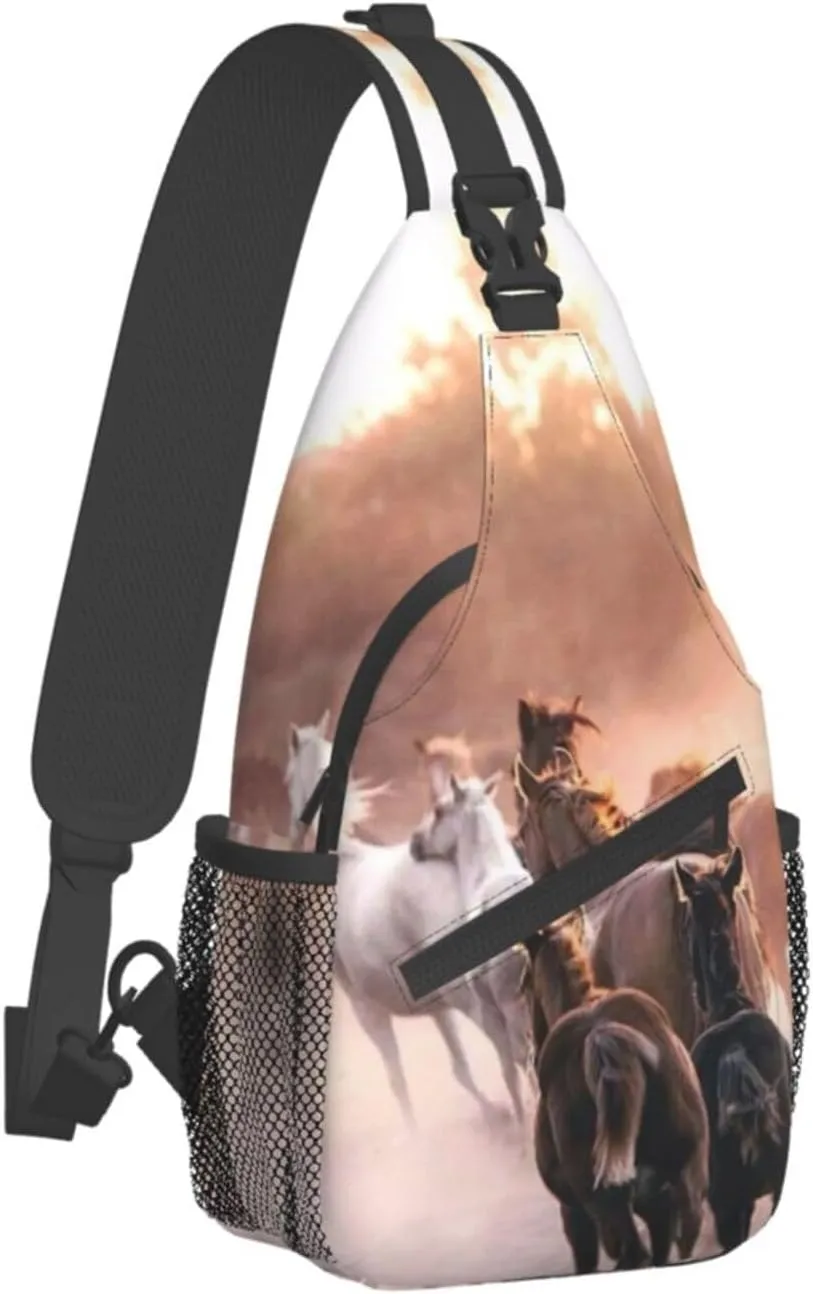 Horse Sling Bag Animal Crossbody Chest Daypack Casual Backpack Horse Shoulder Bag Horse Hiking Bag Cute Bag