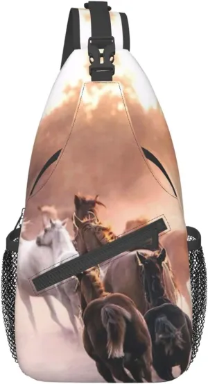 Horse Sling Bag Animal Crossbody Chest Daypack Casual Backpack Horse Shoulder Bag Horse Hiking Bag Cute Bag