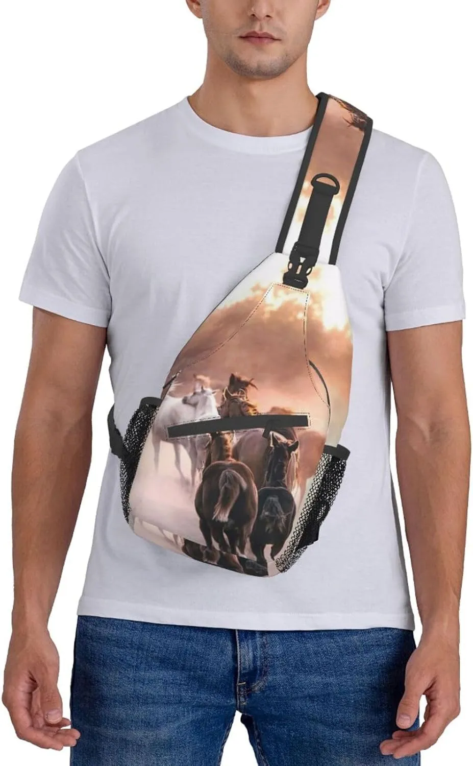 Horse Sling Bag Animal Crossbody Chest Daypack Casual Backpack Horse Shoulder Bag Horse Hiking Bag Cute Bag