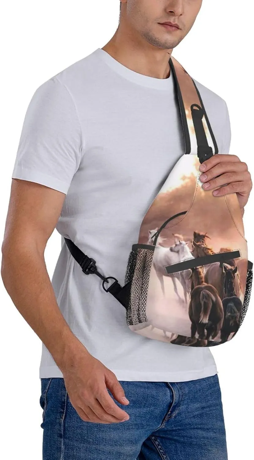 Horse Sling Bag Animal Crossbody Chest Daypack Casual Backpack Horse Shoulder Bag Horse Hiking Bag Cute Bag
