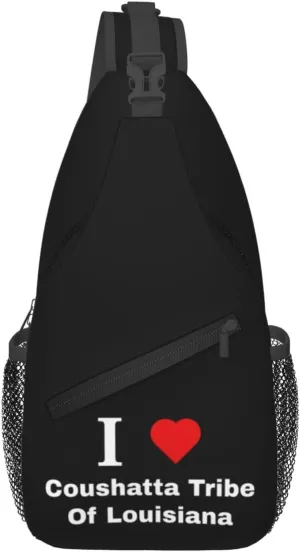 I Love Coushatta Tribe Of Louisiana Crossbody Bags For Women Men Chest Backpack Gym Shoulder Bag Travel Outdoor Sports Casual Crossbody Bags