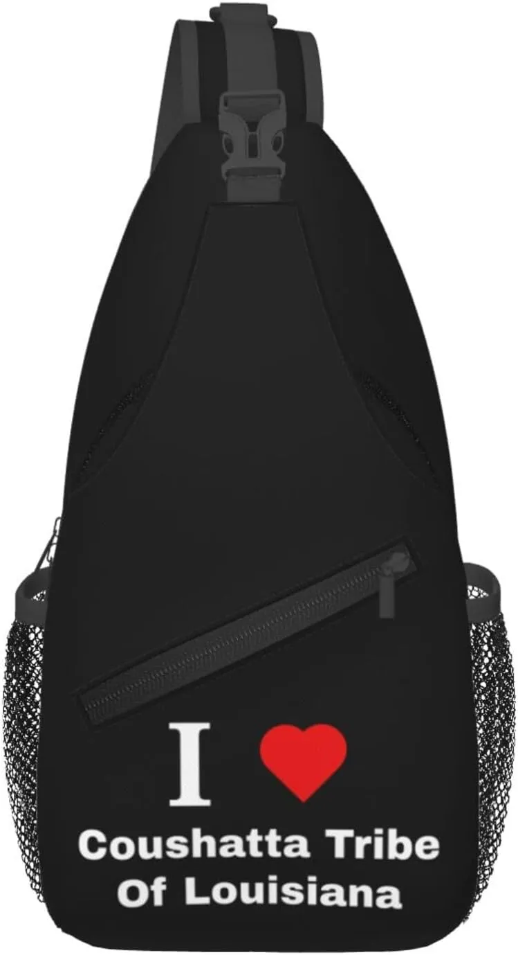 I Love Coushatta Tribe Of Louisiana Crossbody Bags For Women Men Chest Backpack Gym Shoulder Bag Travel Outdoor Sports Casual Crossbody Bags