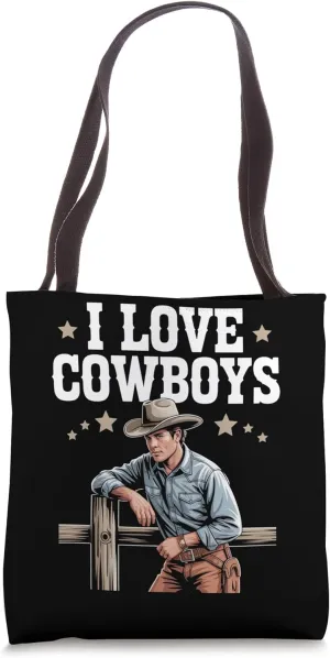 I Love Cowboys Western Theme Design Tote Bag