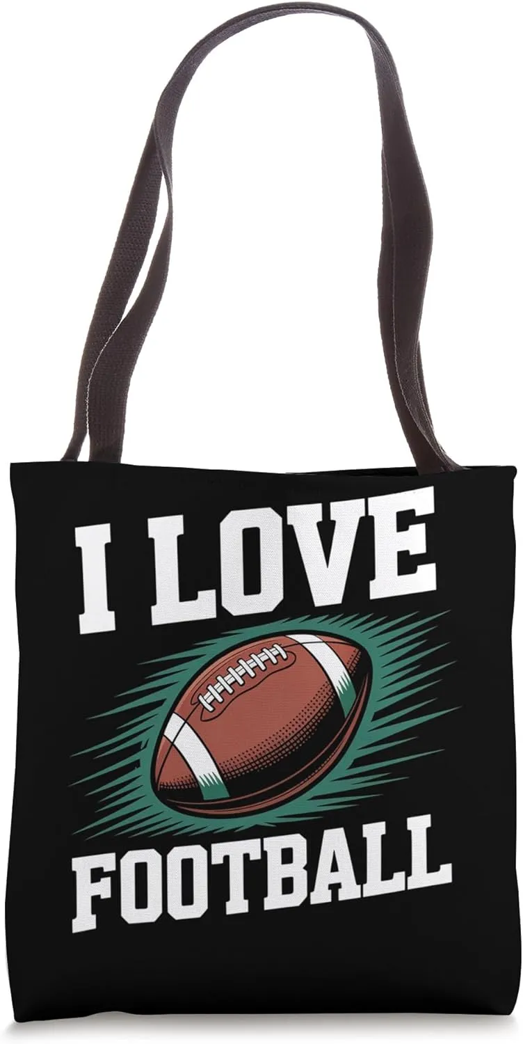 I Love Football Enthusiast Design Tote Bag