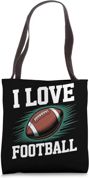 I Love Football Enthusiast Design Tote Bag