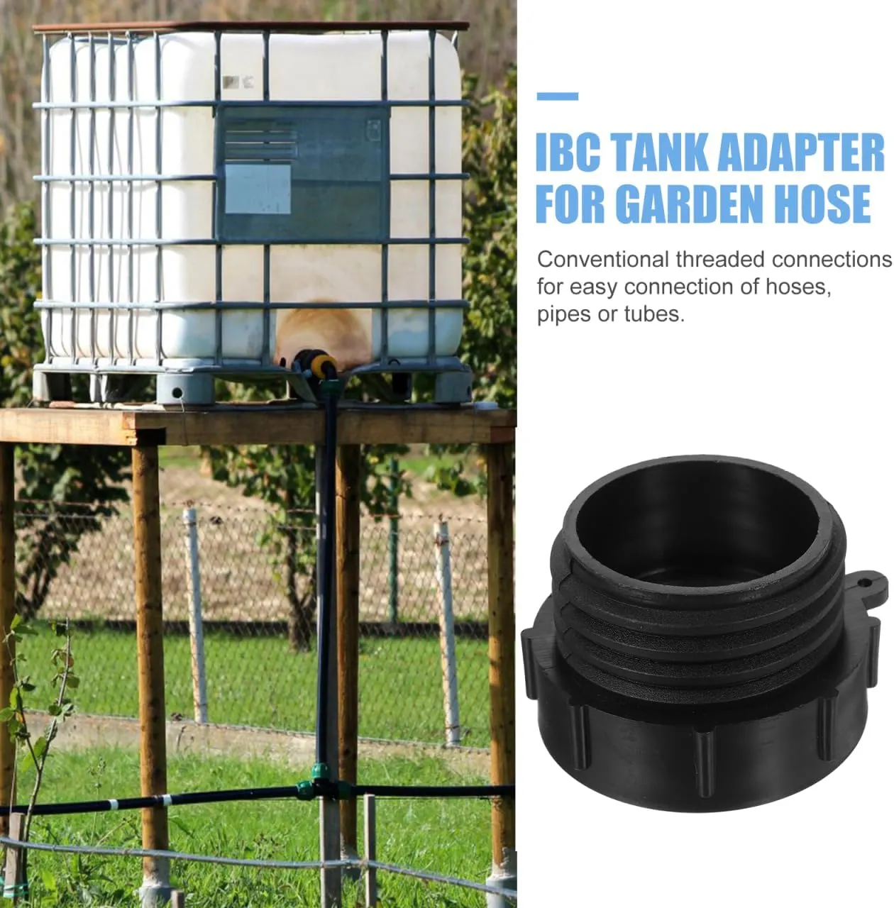 Ibc Tote Adapter 60mm Fine Thread to Coarse Thread Converter: IBC Tote Fittings Adapter Fittings for 275-330 Gallon Ibc Tanks - Ideal for Hose Connections