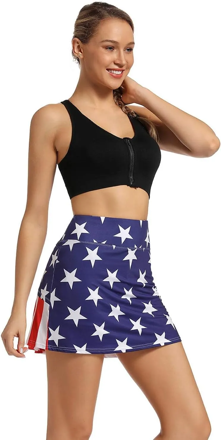 Ibeauti Womens Back Pleated Athletic Tennis Skorts Golf Skirts with 3 Pockets Mesh Shorts for Running Active Workout