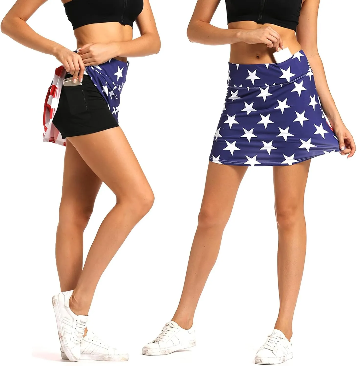 Ibeauti Womens Back Pleated Athletic Tennis Skorts Golf Skirts with 3 Pockets Mesh Shorts for Running Active Workout