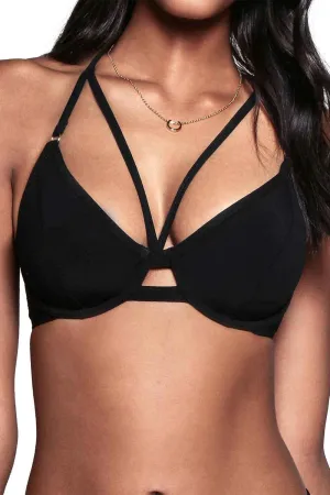 Icon Underwire Halter Strappy Bikini Swim Top (IC02UH) 30FF/Black